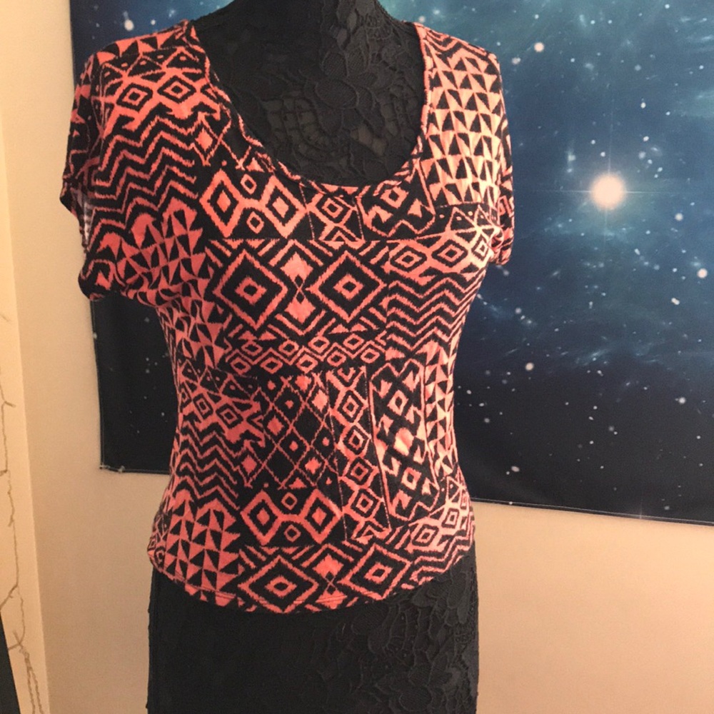 Coral and black top
